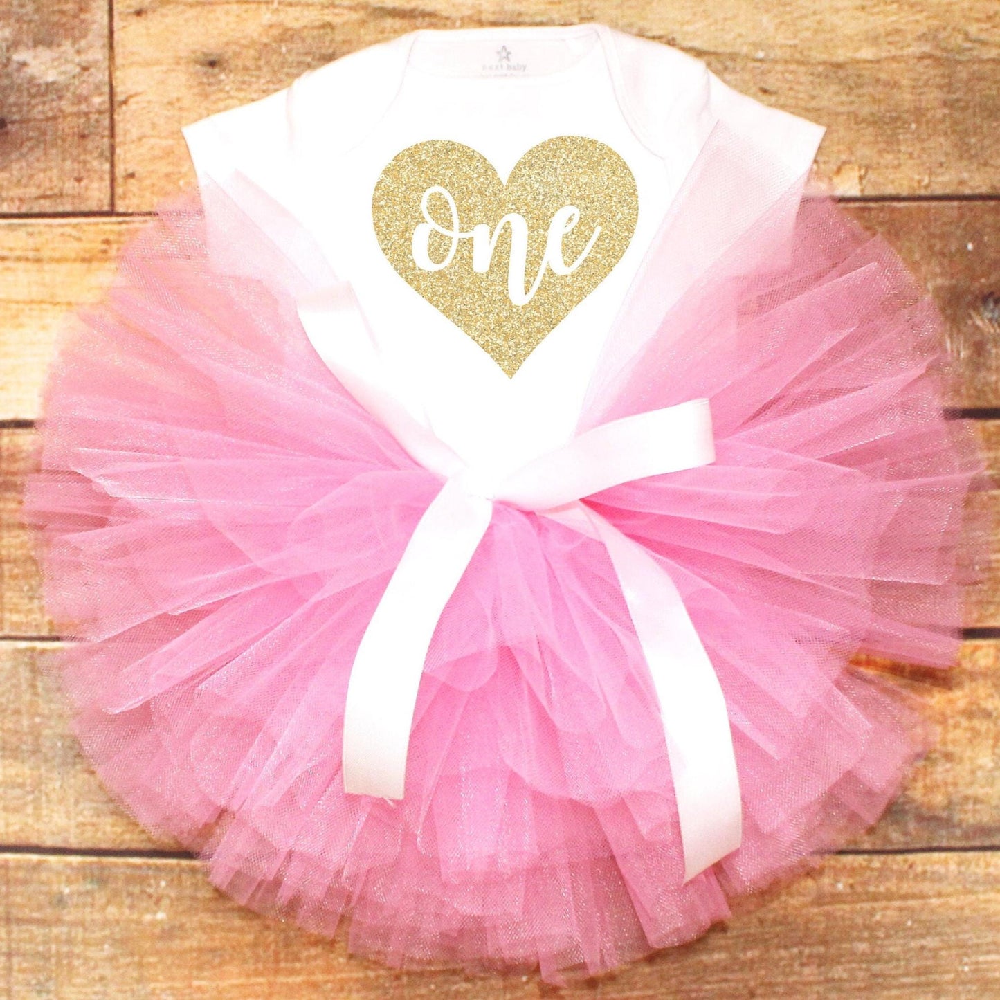 Pink Tutu & Gold Heart Bodysuit