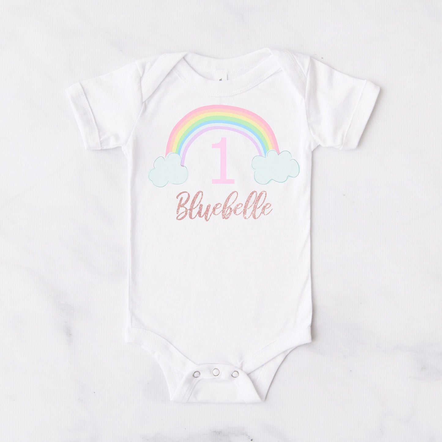 Pastel Rainbow Girls Personalised 1st Birthday Outfit