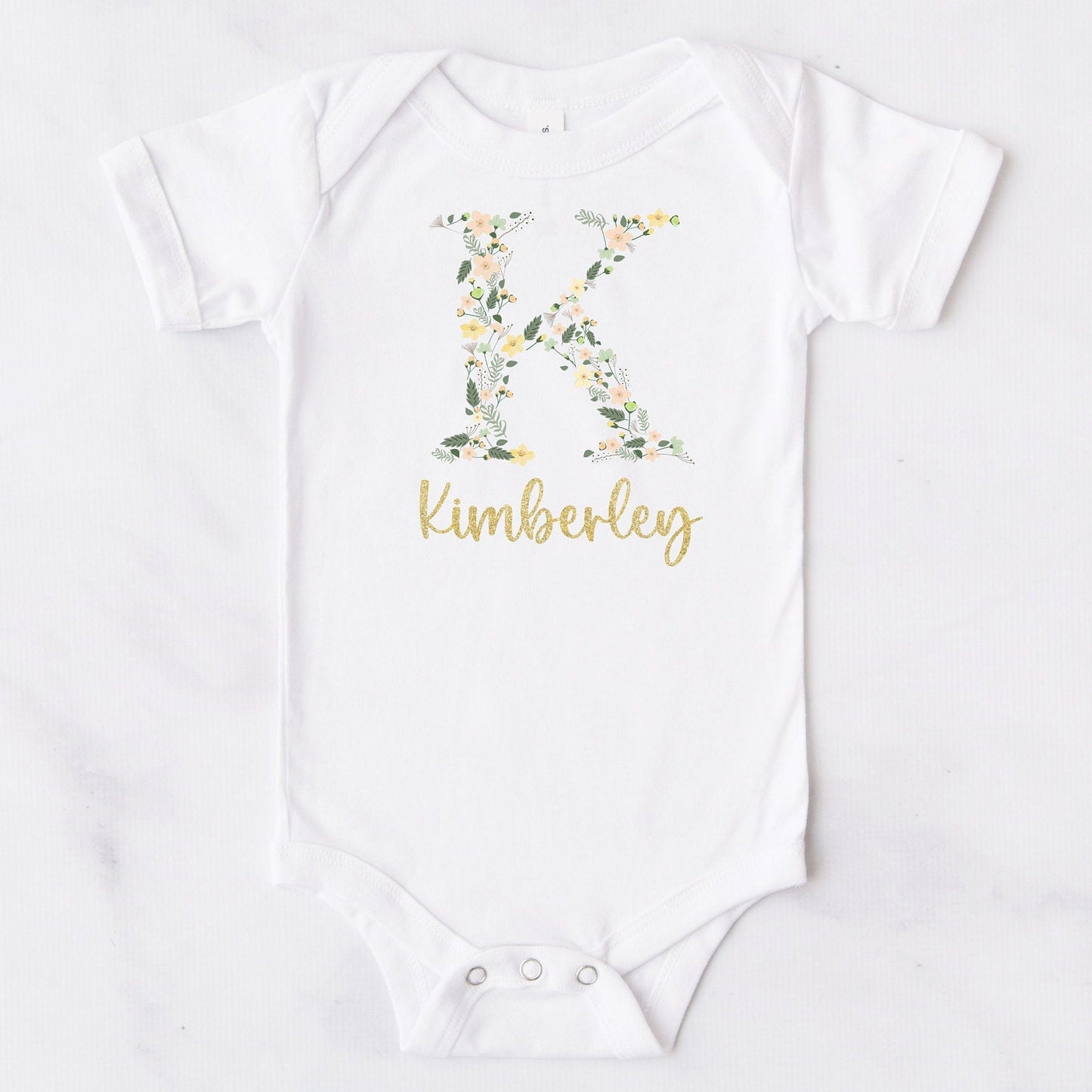 Personalised Floral Initial Bodysuit