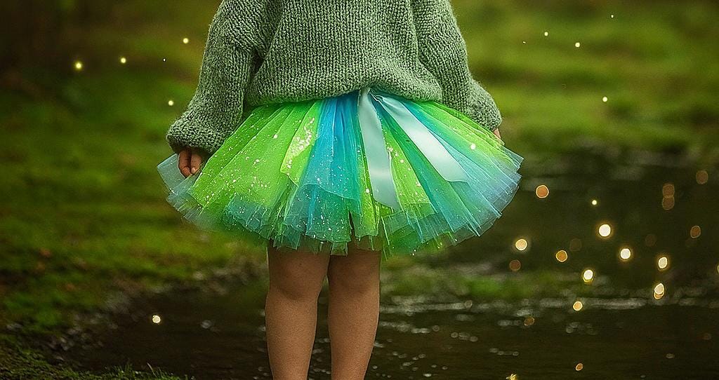 Green & Blue Tulle Tutu Skirt