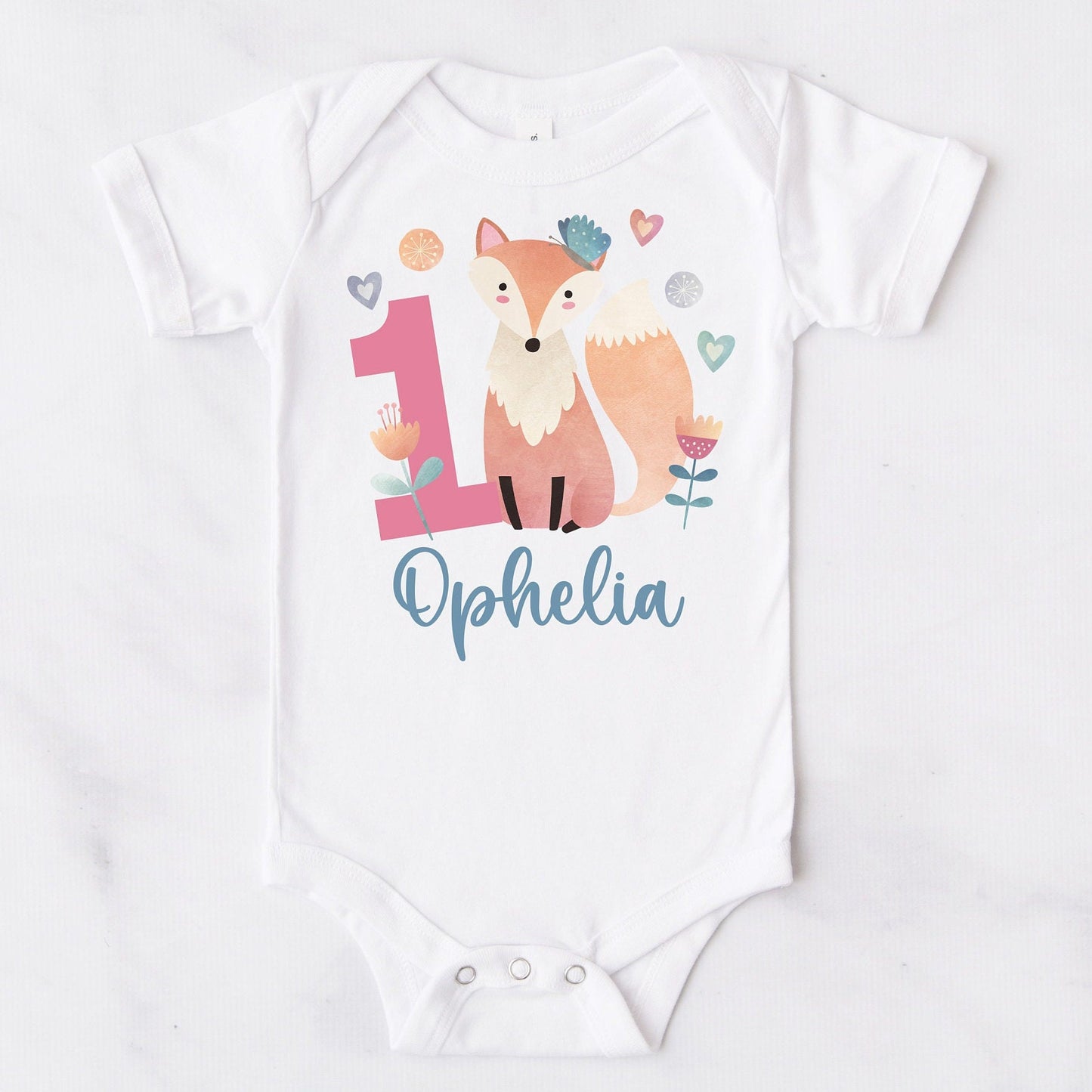 Personalised Fox 1st Birthday Bodysuit
