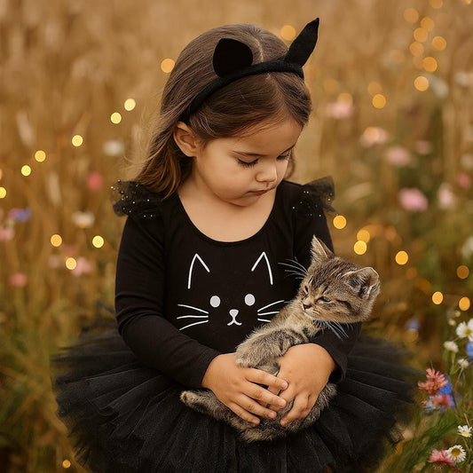 Girls Black Cat Halloween Costume