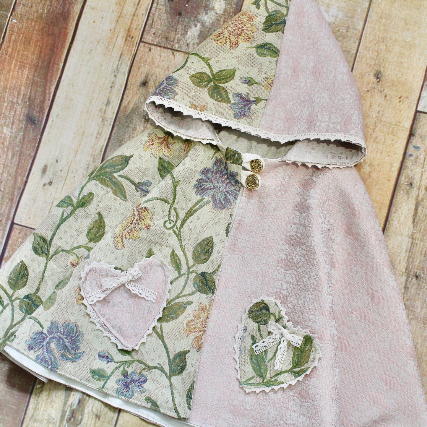 Secret Garden Cape - Split Patchwork Kids Cape with Pixie Hood