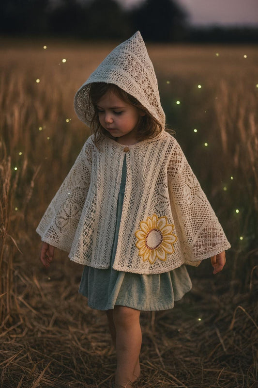 Sunflower Cape - Vintage Lace Cape for Girls
