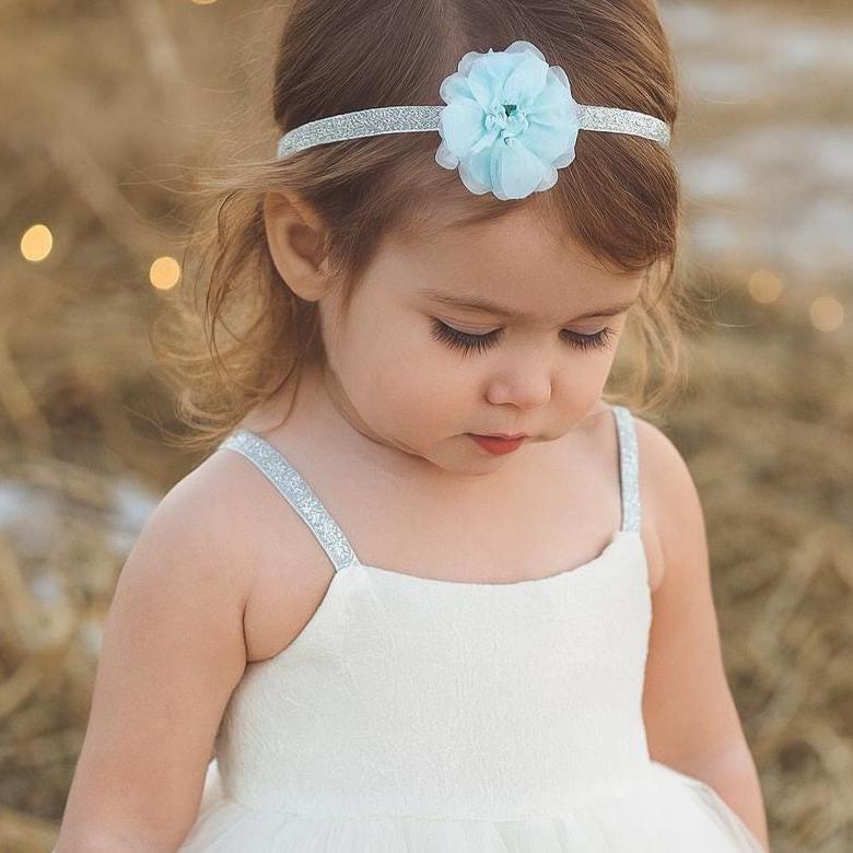 Girls Powder Blue Chiffon Flower Headband