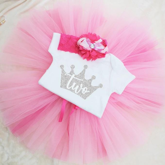 Crown 2nd Birthday Bodysuit with Pink Ombre Tutu