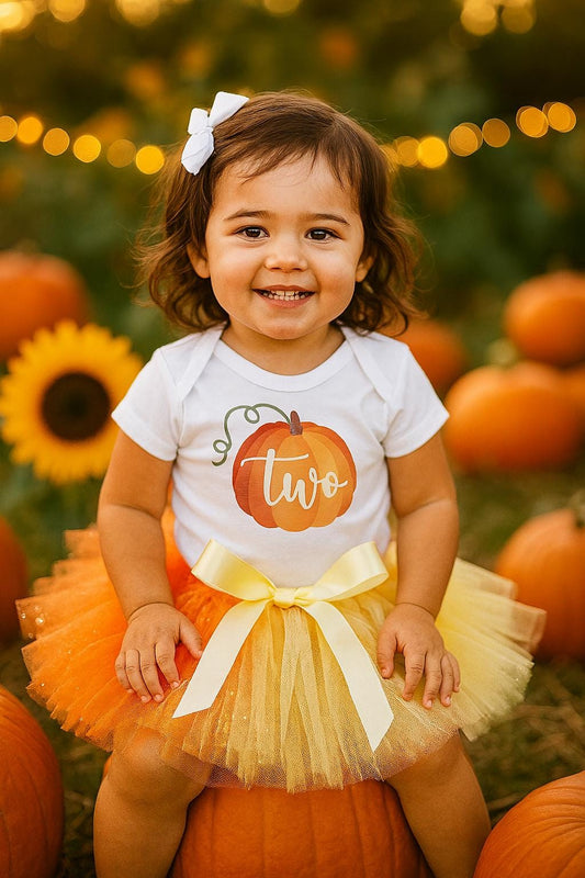 Baby Girl 2nd Birthday Halloween Pumpkin Outfit