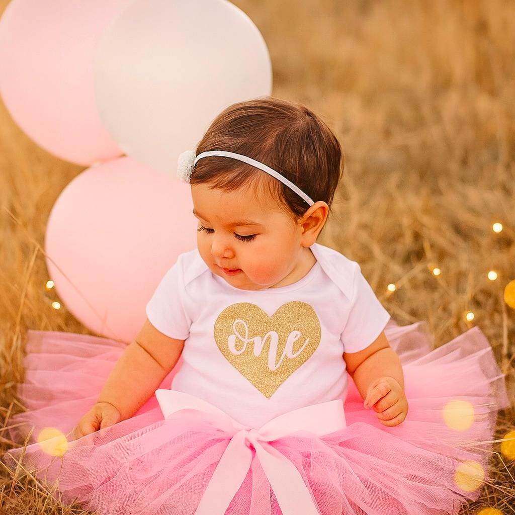 Pink Tutu & Gold Heart Bodysuit