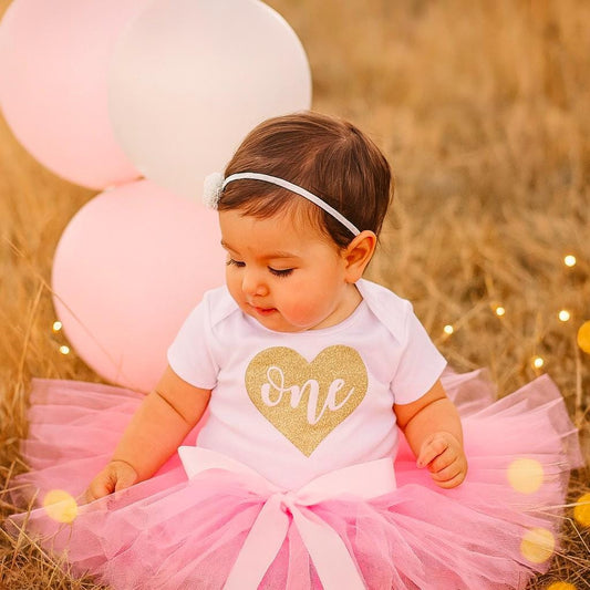 Pink Tutu & Gold Heart Bodysuit