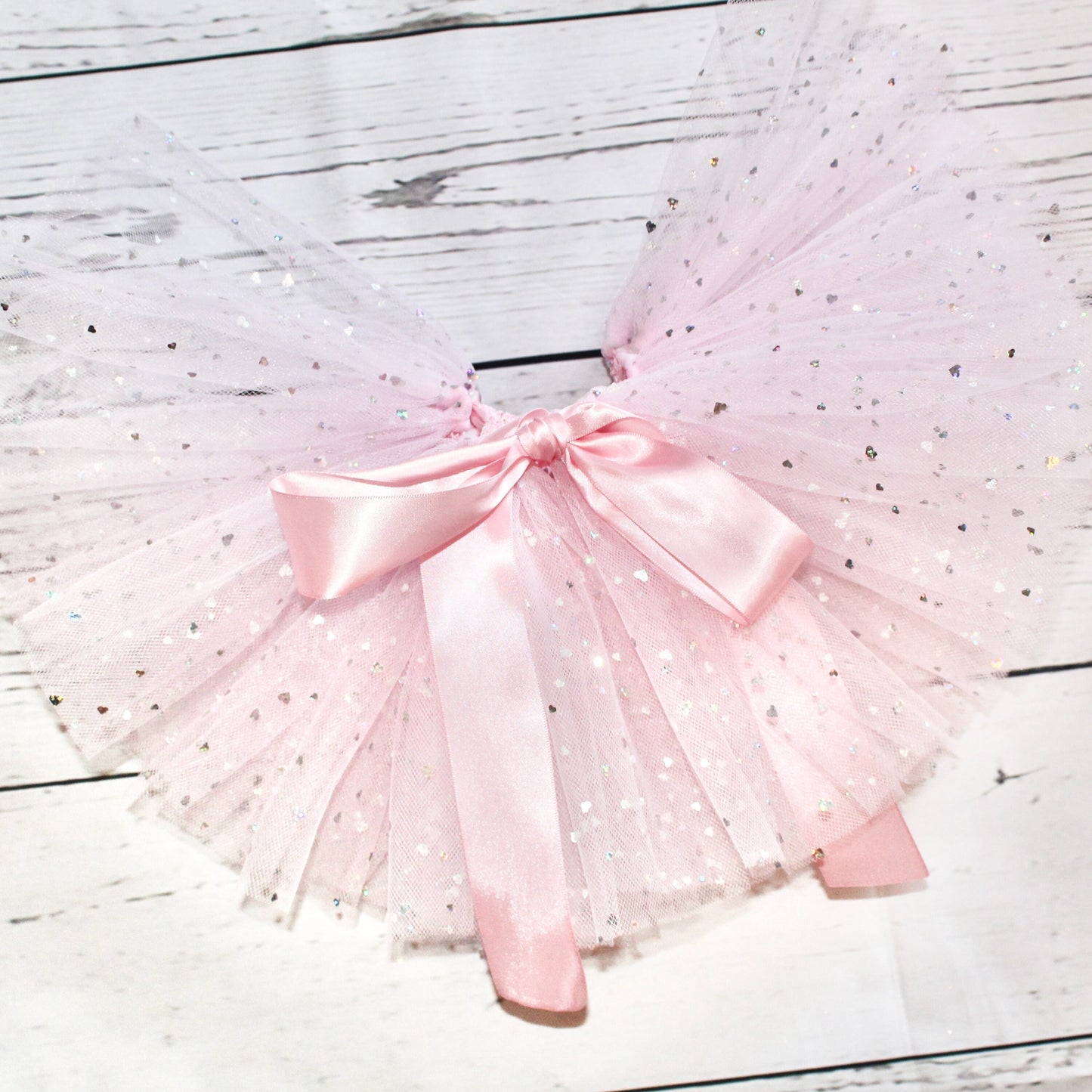 Personalised Baby Girls 1st Birthday Outfit - Sparkly Pale Pink Tutu