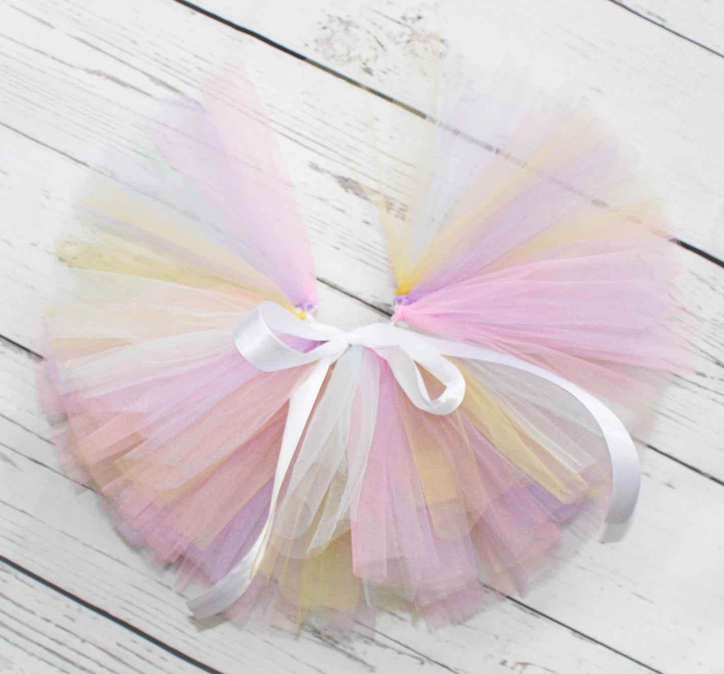 Girls First Birthday Outfit: Gold 'ONE' Bodysuit & Pastel Rainbow Tutu