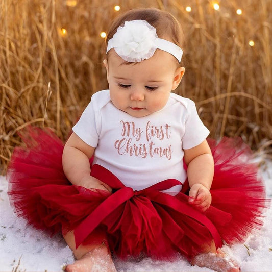 Rose Gold & Red My First Christmas Outfit