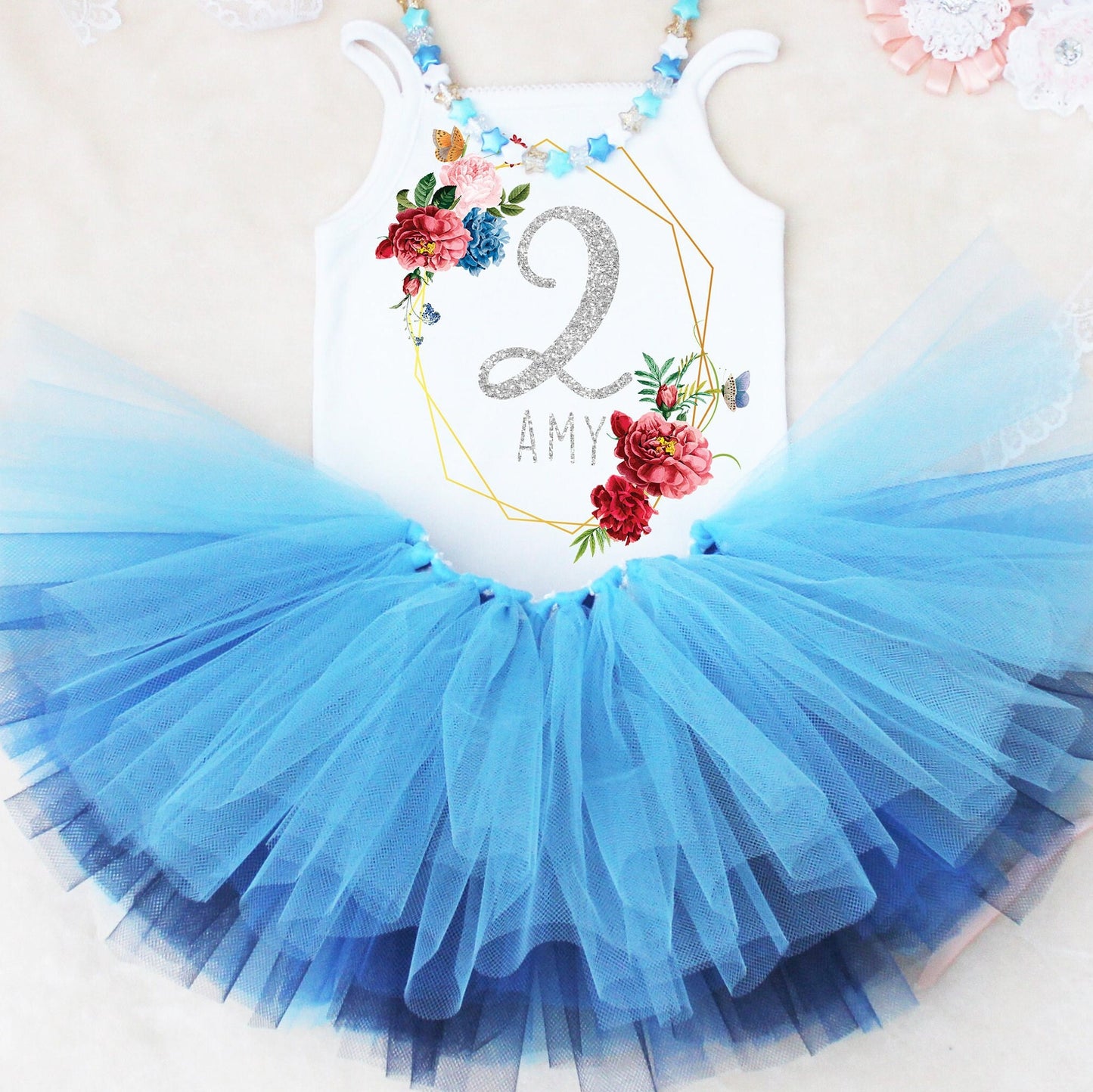 Blue & Silver 2nd Birthday Tutu Outfit