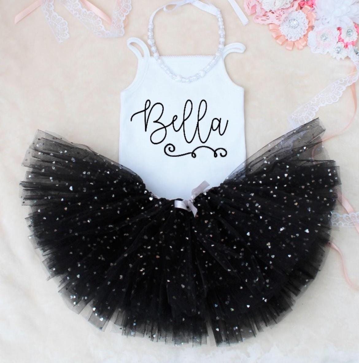 Personalised Black Sparkly Tutu Outfit