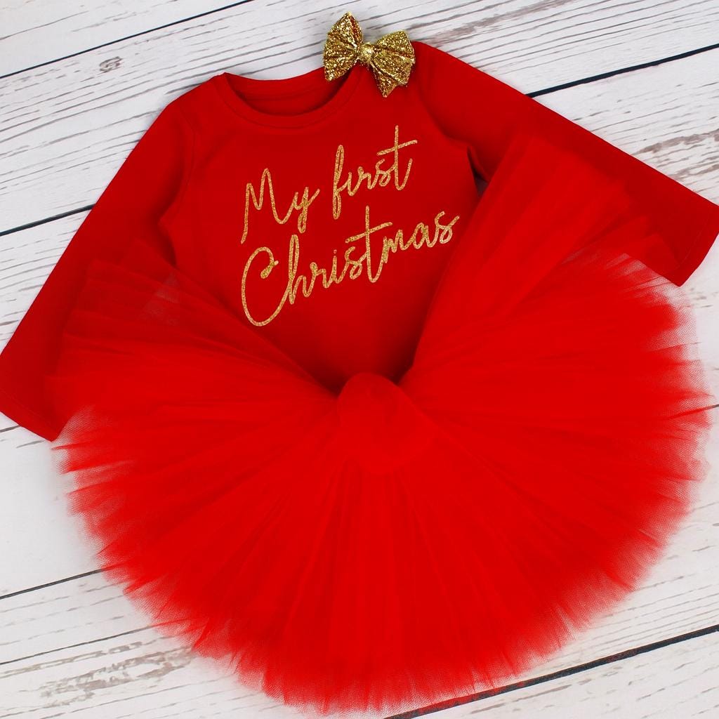 First Christmas Reed & Gold Tutu Outfit