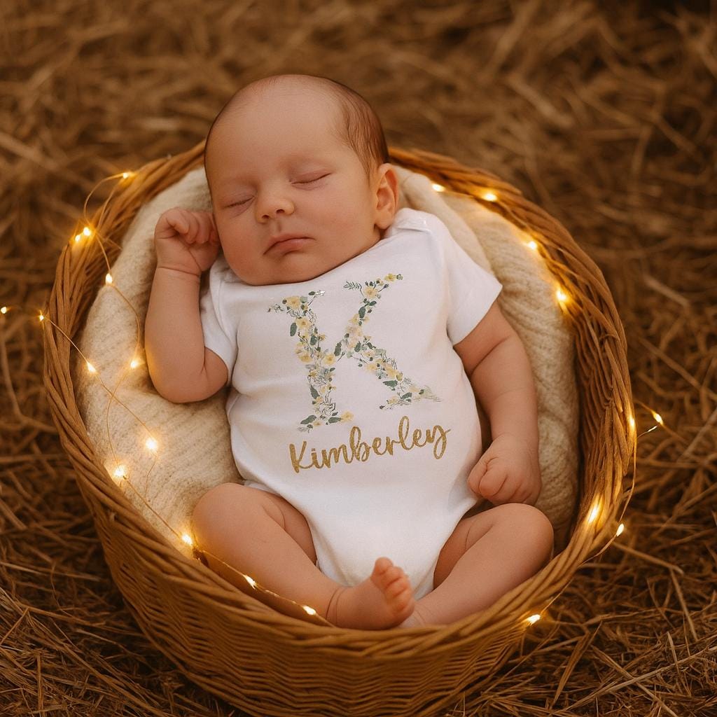 Personalised Floral Initial Bodysuit