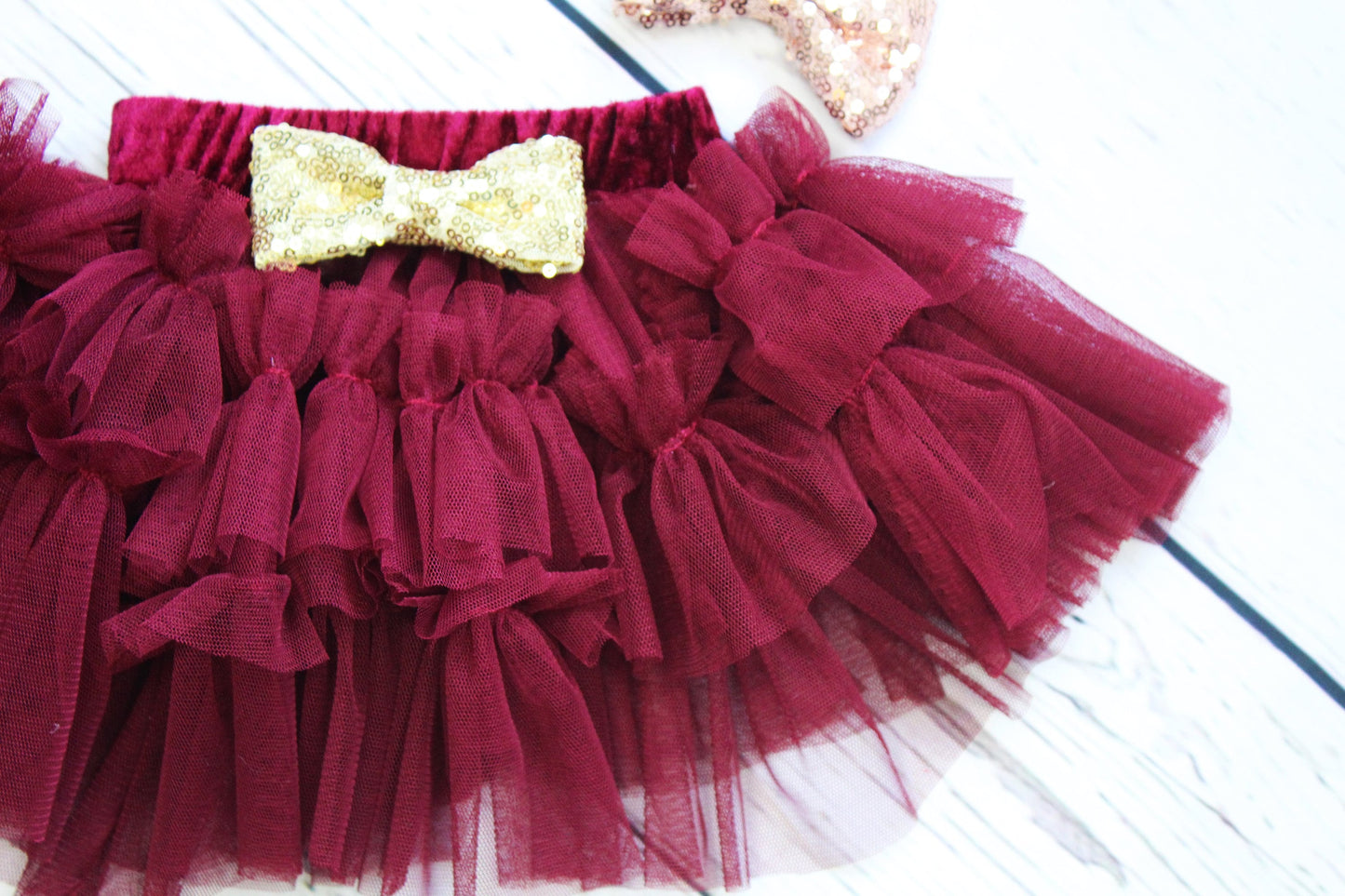 Baby Girls 1st Christmas Outfit Red and Gold Tutu Set