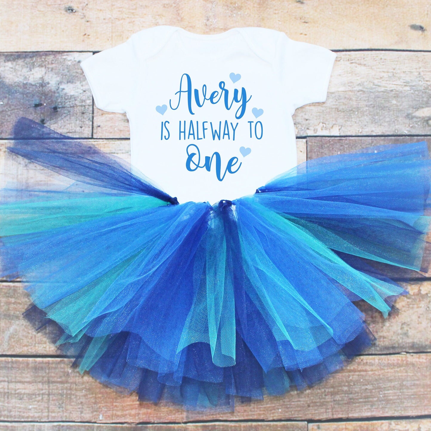 Half Birthday Blue & Teal Tutu Set