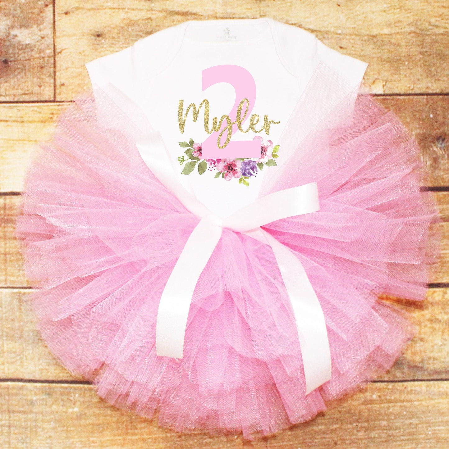 Floral & Pink Personalised 2nd Birthday Tutu Outfit