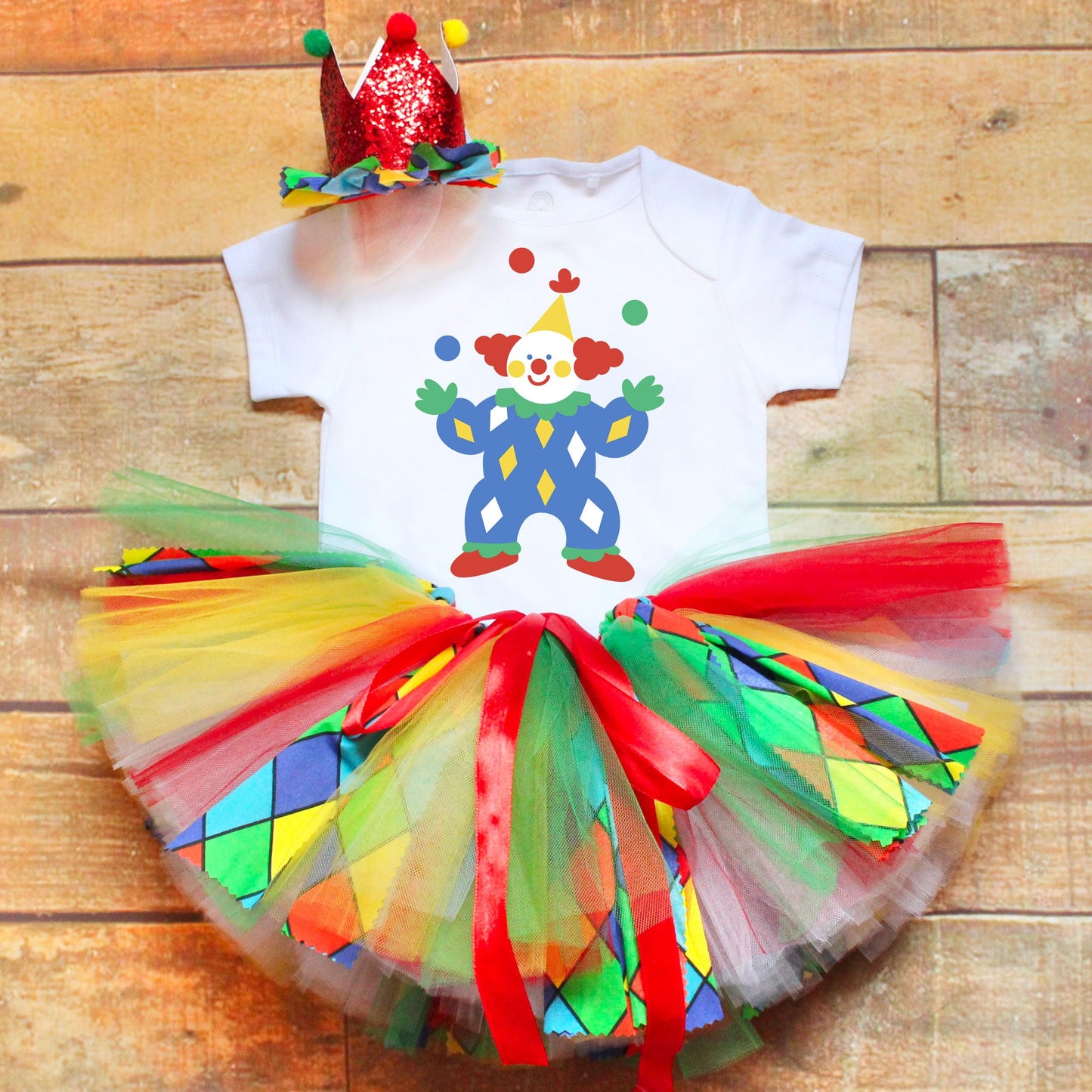 Girls' Clown Tutu Outfit