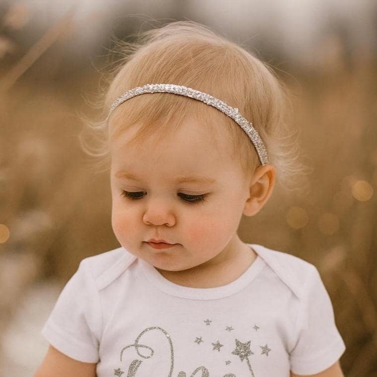 Girls Simple Silver Elastic Headband