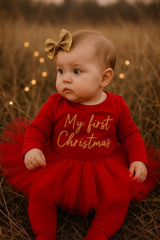 First Christmas Reed & Gold Tutu Outfit