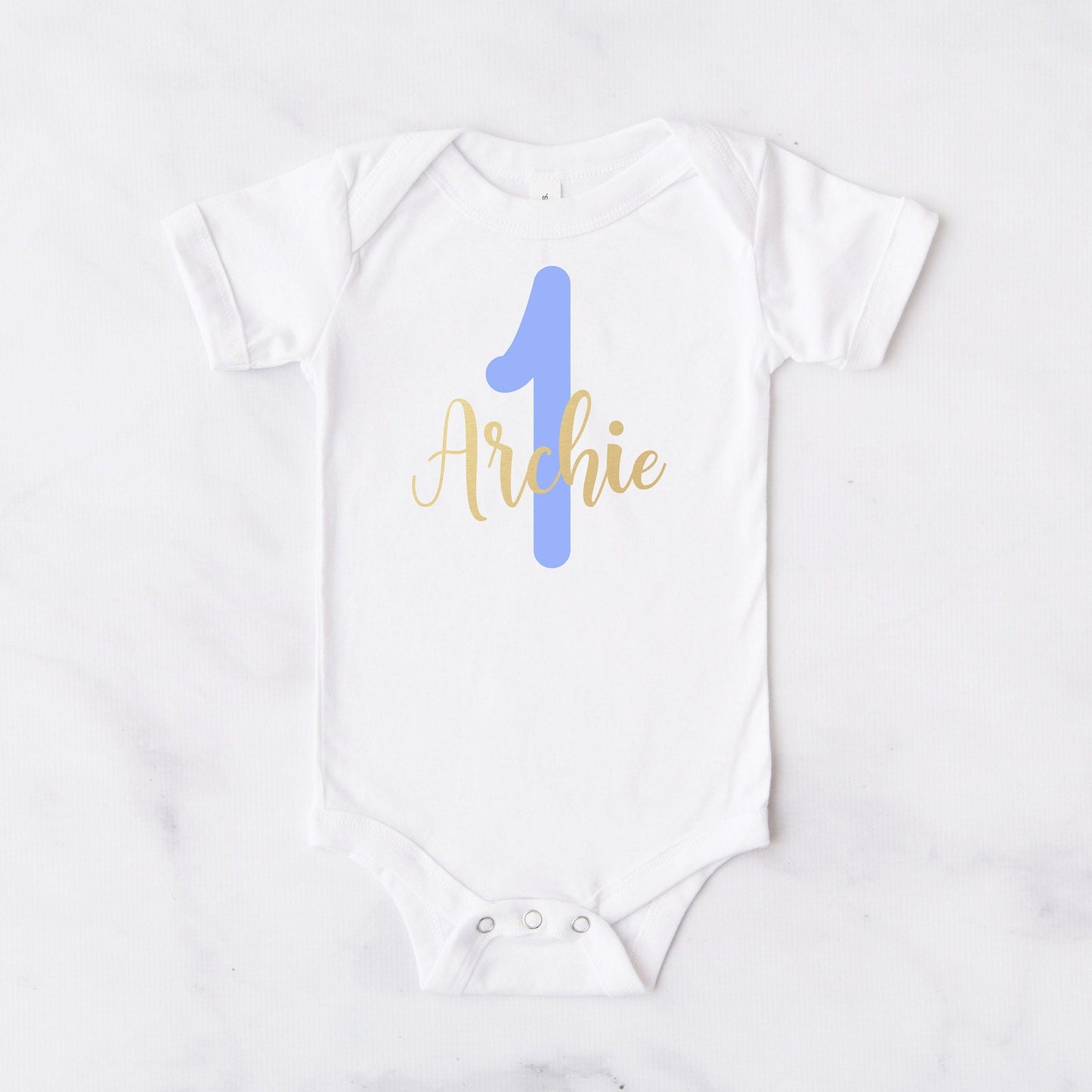 Blue and Gold 1st Birthday Bodysuit