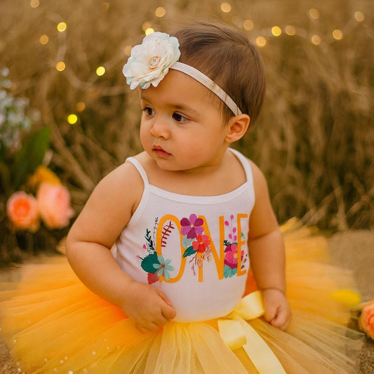 Orange Ombre Floral 1st Birthday Tutu Outfit