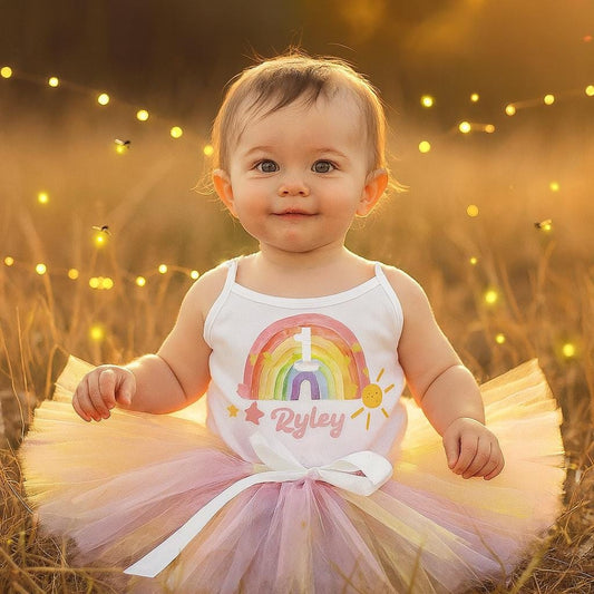 Personalised Pastel Rainbow 1st Birthday Tutu Outfit