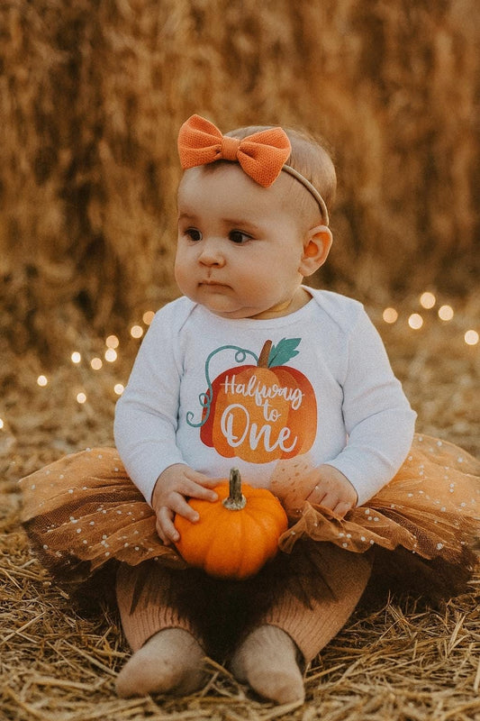 Baby Girls Pumpkin Half Birthday Outfit