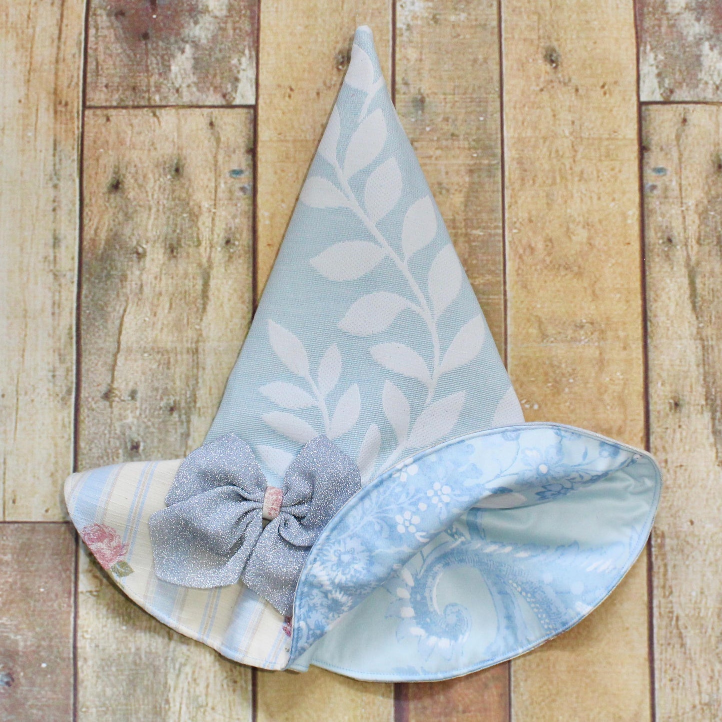 Girls Blue Floral Witch Hat