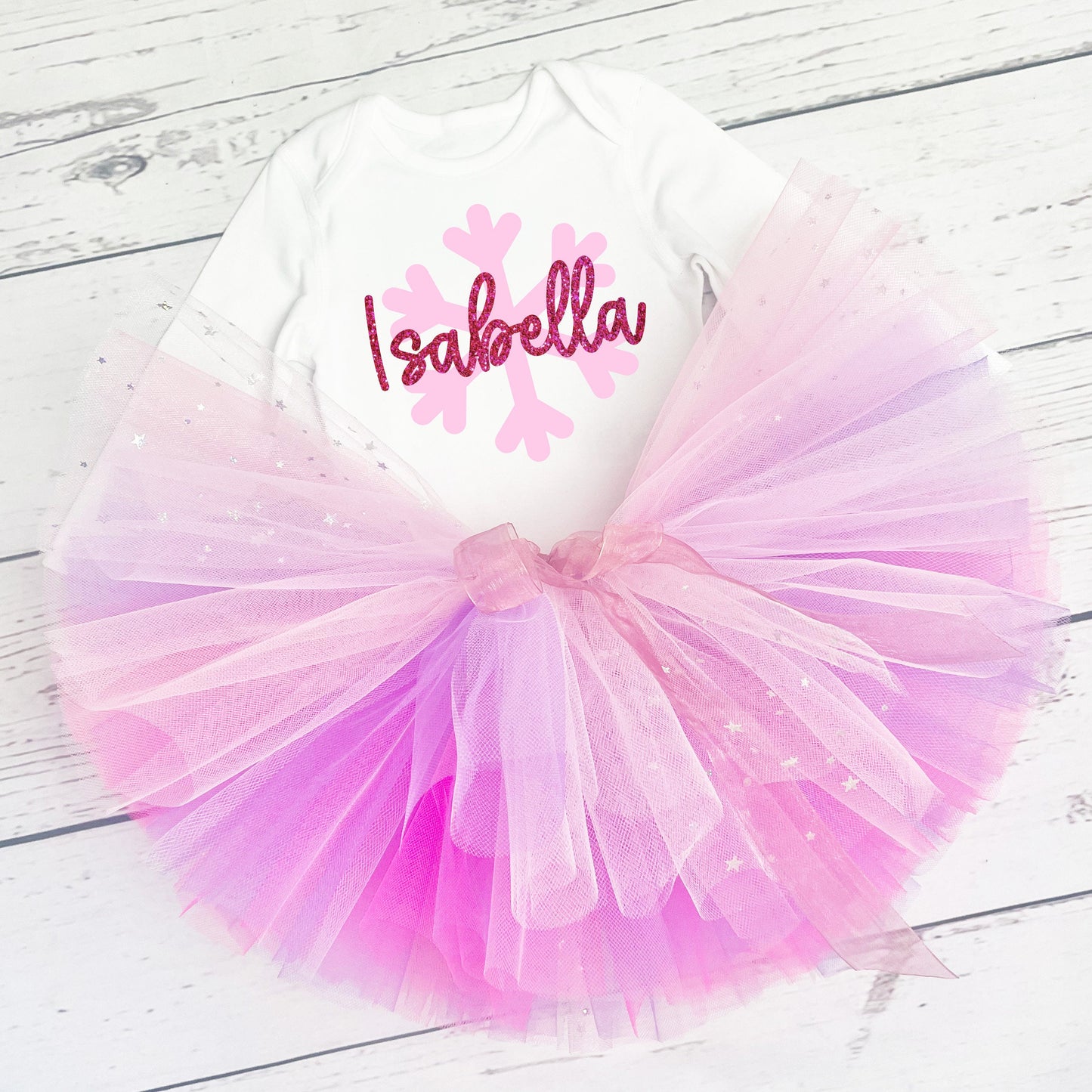 Personalised Pink Snowflake Tutu Set
