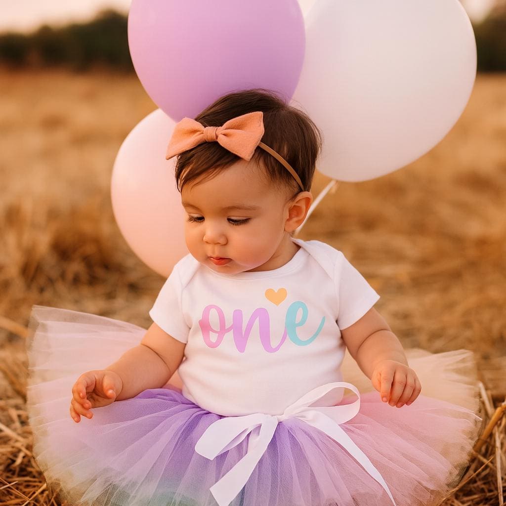Baby Girls Pastel Rainbow 1st Birthday Tutu Outfit