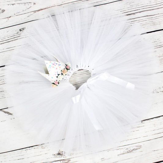 White Tutu & Crown Set