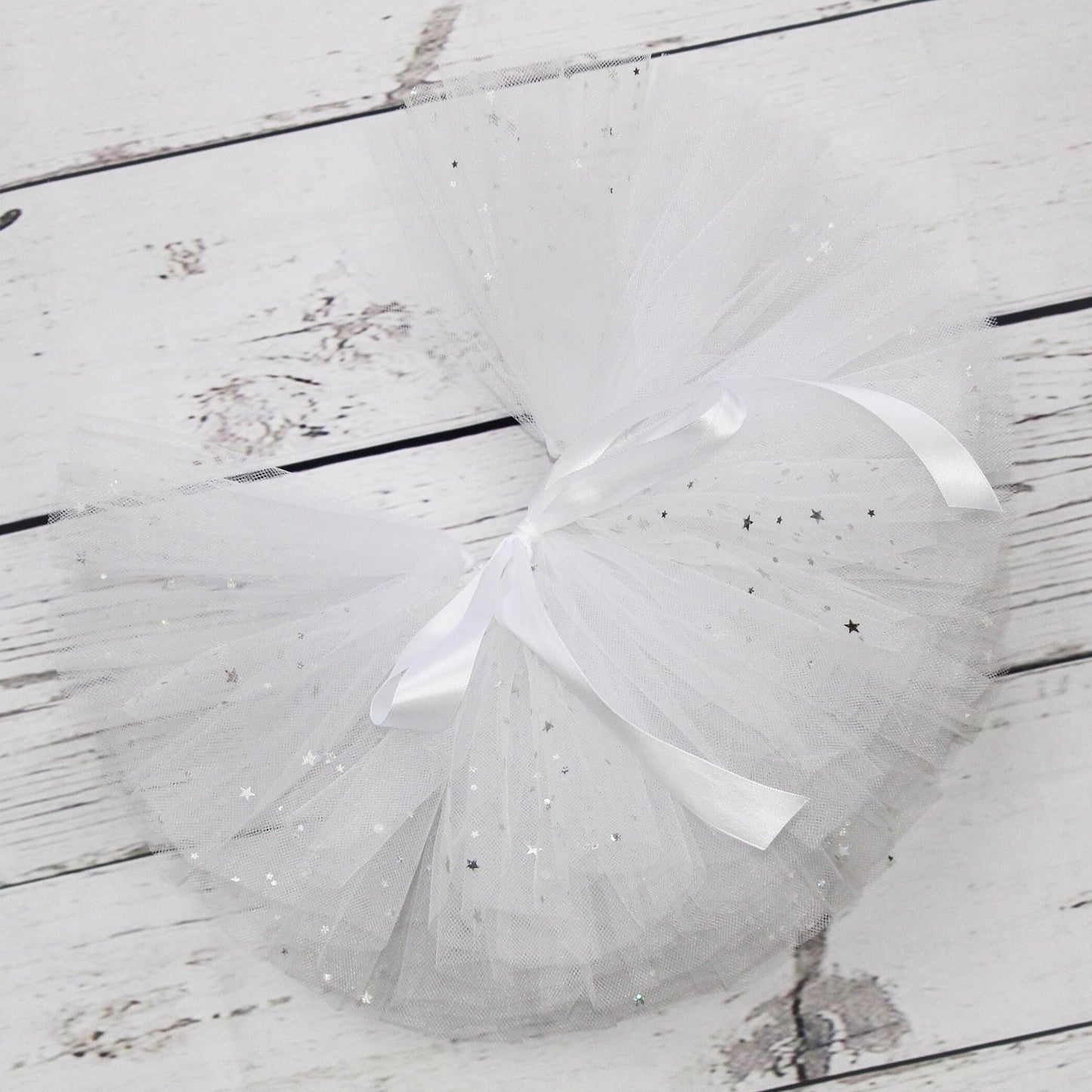 Sparkly White Tulle Tutu Skirt