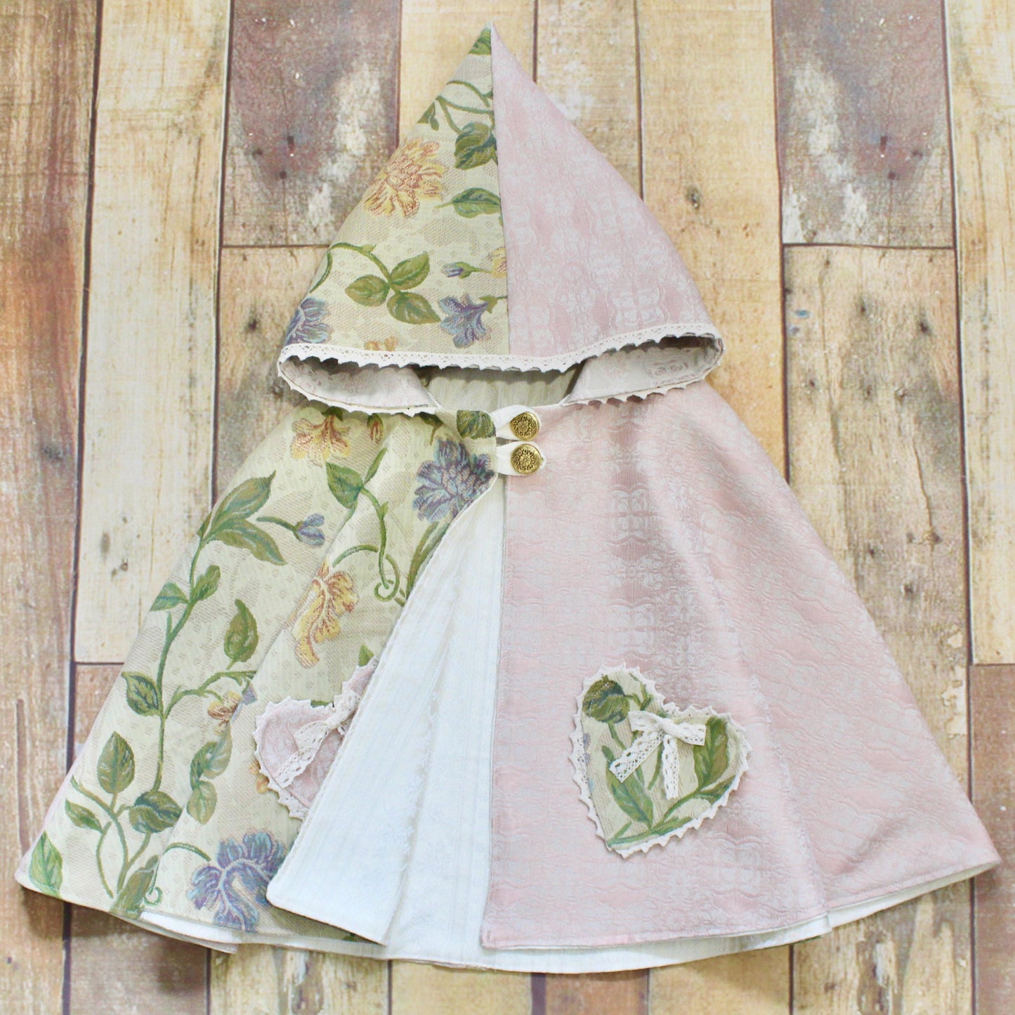Secret Garden Cape - Split Patchwork Kids Cape with Pixie Hood