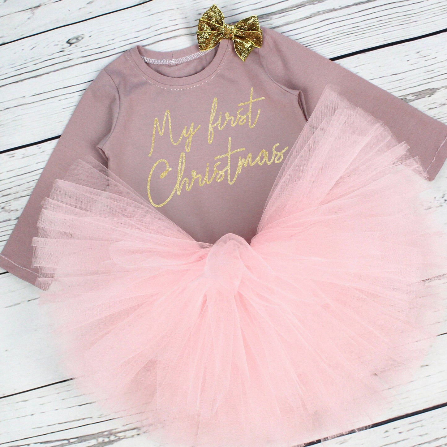 First Christmas Mauve & Pink Tutu Outfit