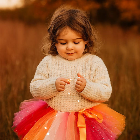 Sunset Tutu Skirt in Orange, Red & Pink Sparkle