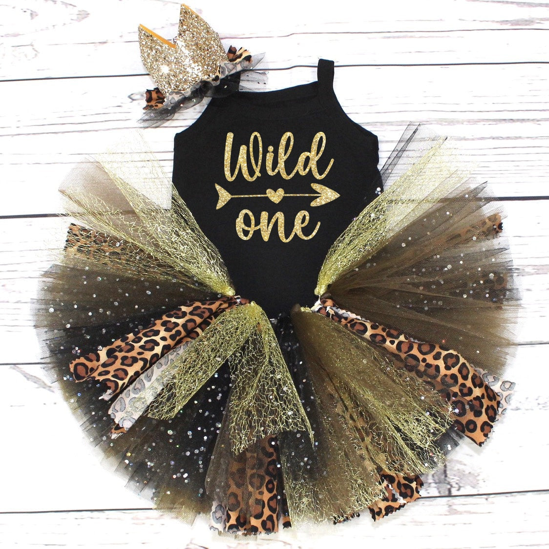 Girls Wild One  Cheetah 1st Birthday Outfit