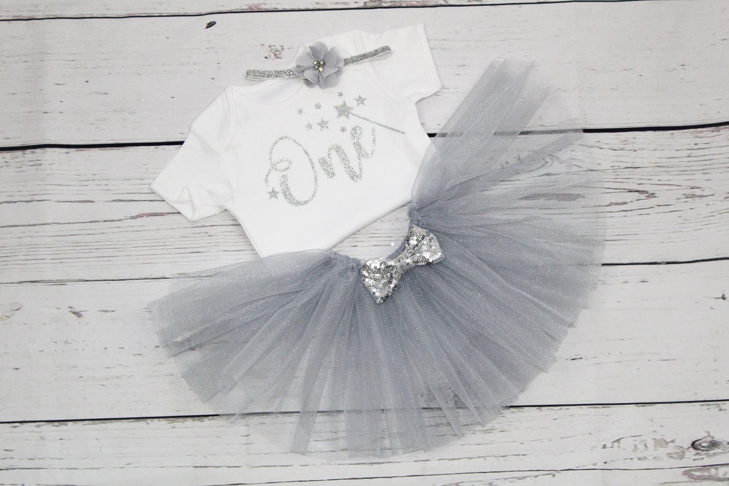 Grey Winter Wonderland 1st Birthday Outfit