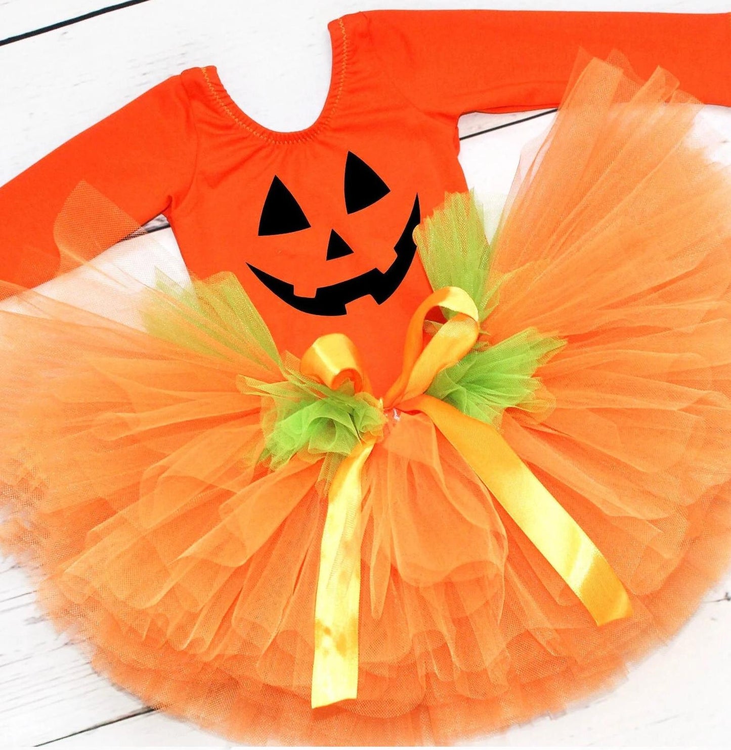 Baby Girls Pumpkin Costume: Leotard & Tutu Skirt - Autumn Outfit