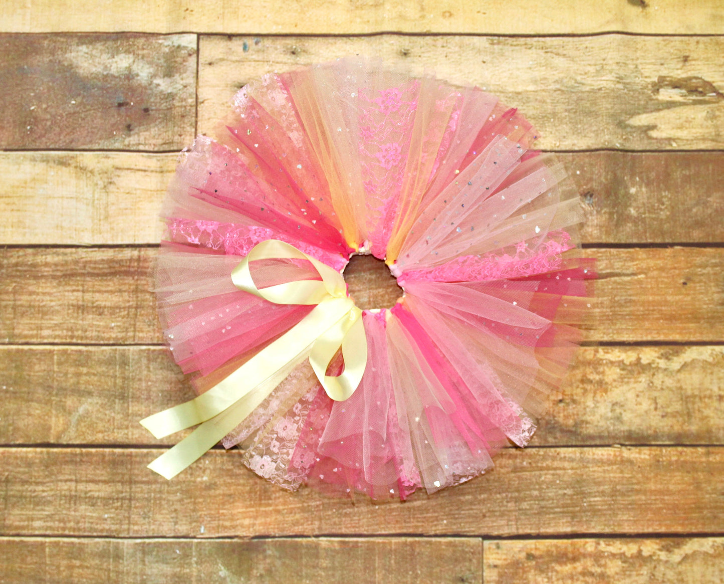 Floral Wreath Bodysuit & Pink Peach Tutu