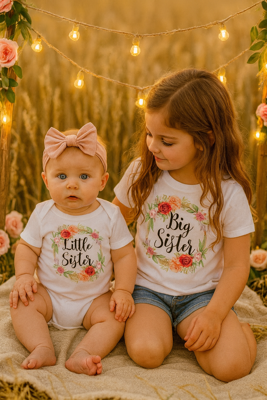 Red Florals Matching Sisters Set - Big Sister & Little Sister Gift (Copy)