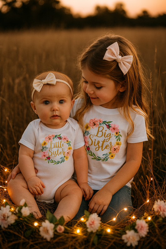 Colourful Florals Matching Sisters Set - Big Sister & Little Sister Gift