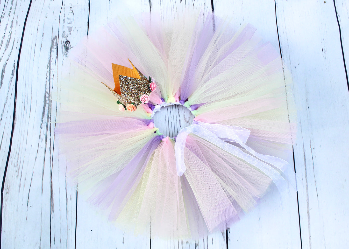 Pastel Rainbow Tutu & Crown Set