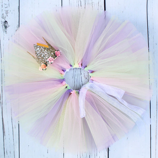 Pastel Rainbow Tutu & Crown Set