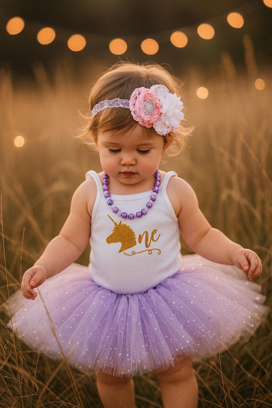 ONE Lilac Sparkly Unicorn Tutu Set