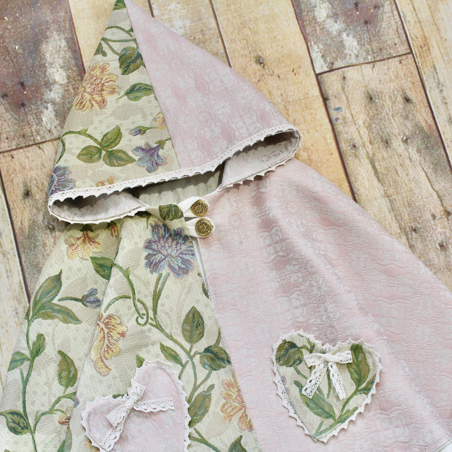 Secret Garden Cape - Split Patchwork Kids Cape with Pixie Hood