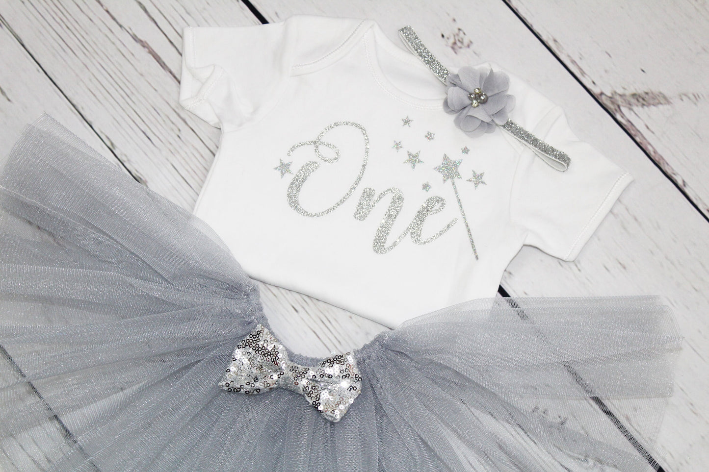 Grey Winter Wonderland 1st Birthday Outfit