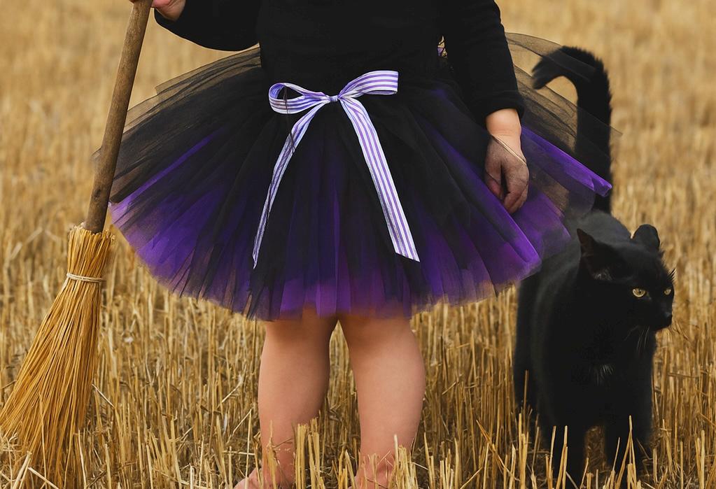 Girls Witch Tutu: Black & Red Halloween Costume Skirt